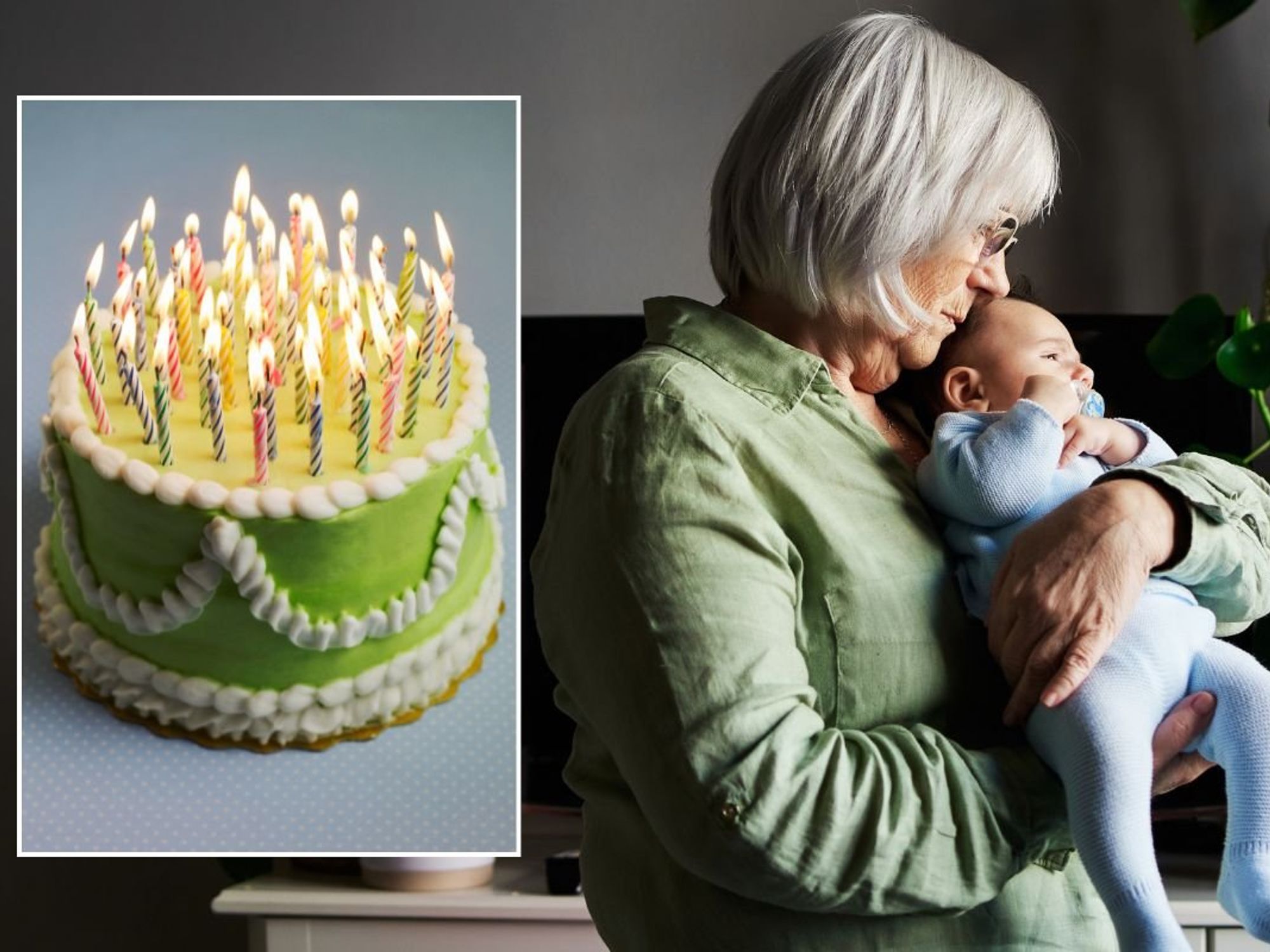 SENIOR WOMAN HOLDING BABY