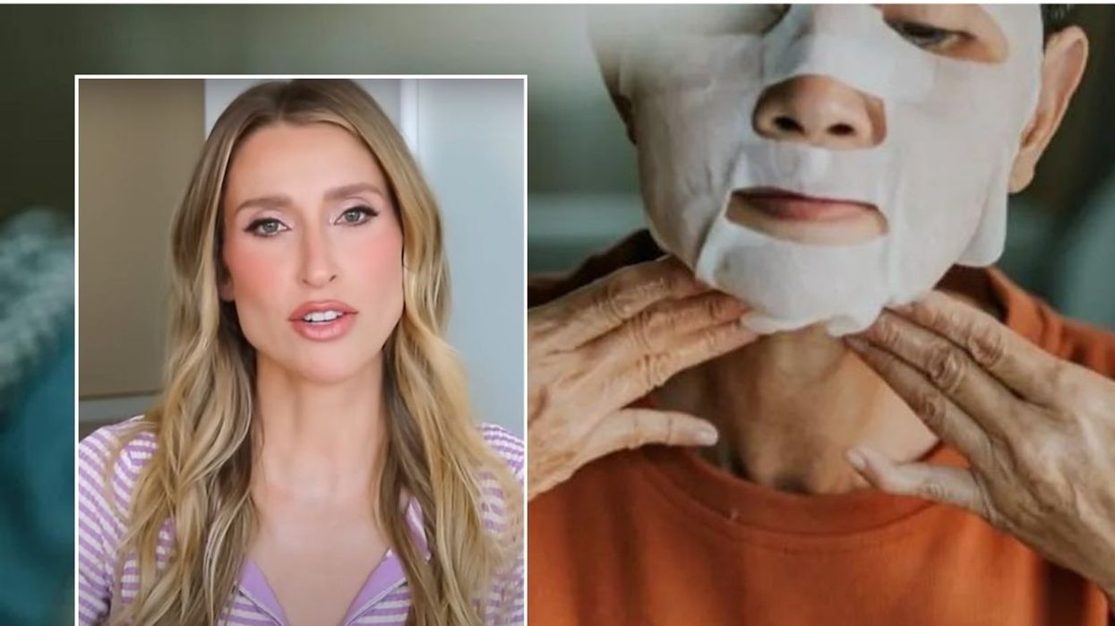 senior woman jowls stock image