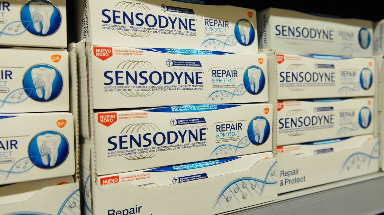 Sensodyne toothpaste on shelf