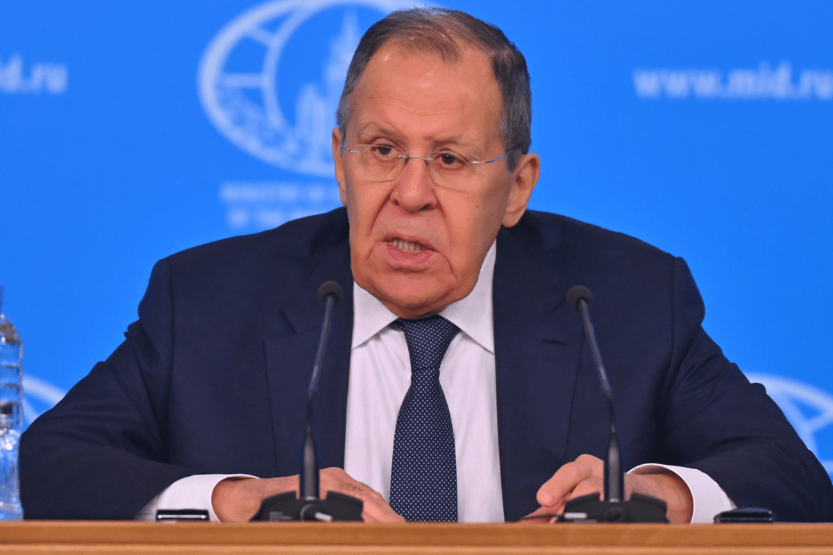 Sergei Lavrov during a press conference in Moscow