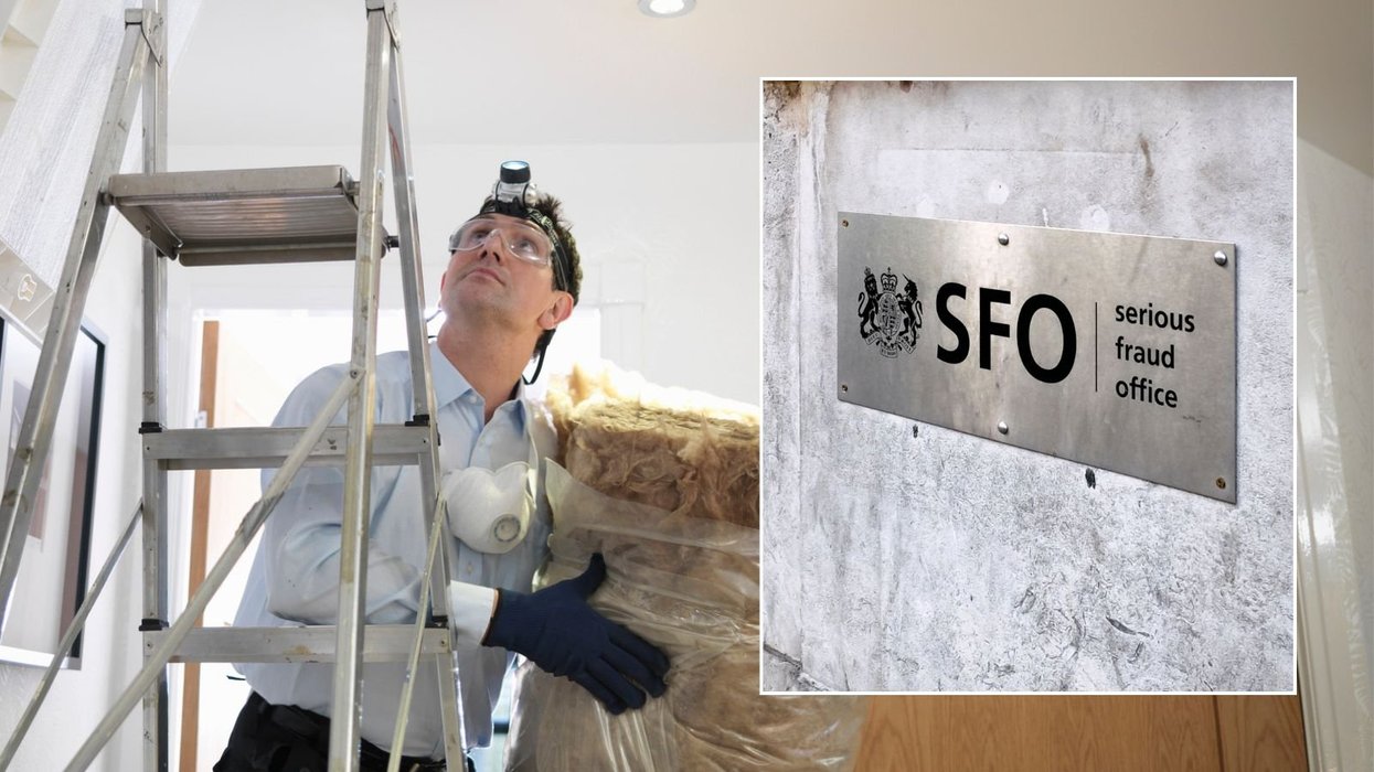 Serious Fraud Office and man carrying out home insulation