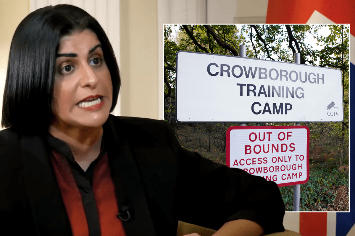 Shabana Mahmood sat down with GB News' Christopher Hope last week; Sign to Crowborough training camp