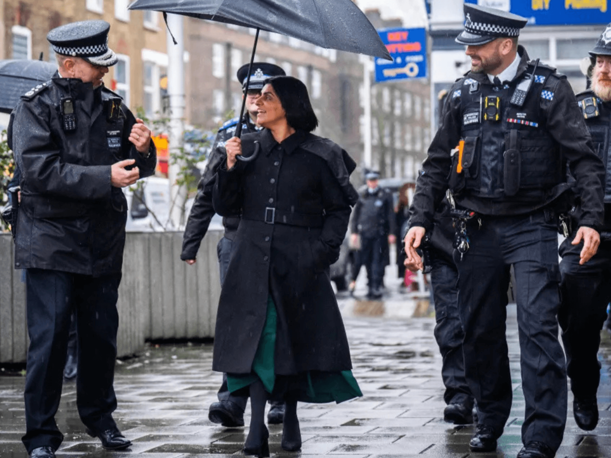Shabana Mahmood with police officers