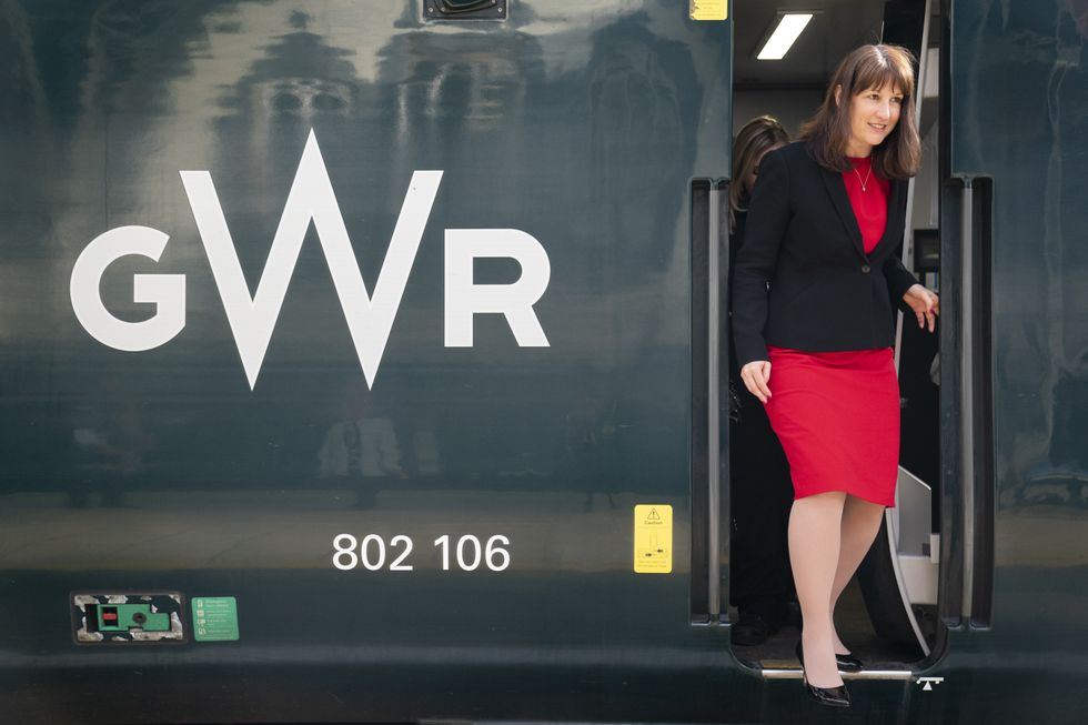 Shadow chancellor Rachel Reeves disembarks a Great Western Railway train