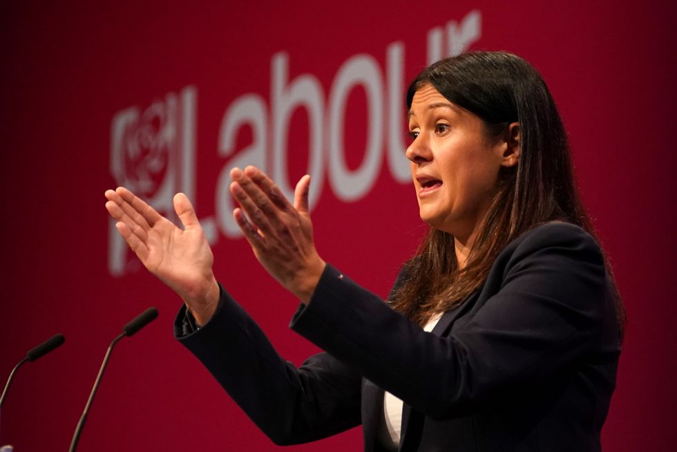 Shadow Foreign secretary Lisa Nandy speaks on stage at the Labour Party conference in Brighton. Picture date: Monday September 27, 2021.