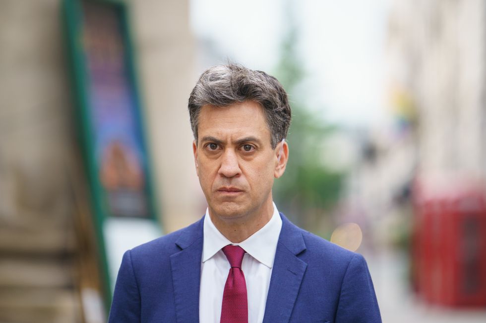 Shadow Secretary of State of Climate Change and Net Zero Ed Miliband gives a television interview outside BBC Broadcasting House in London, before appearing on the BBC One current affairs programme, Sunday Morning. Picture date: Sunday May 15, 2022.