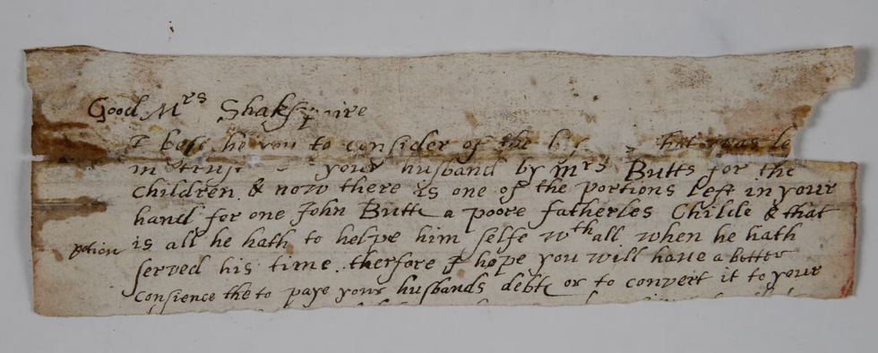 Shakespeare letter
