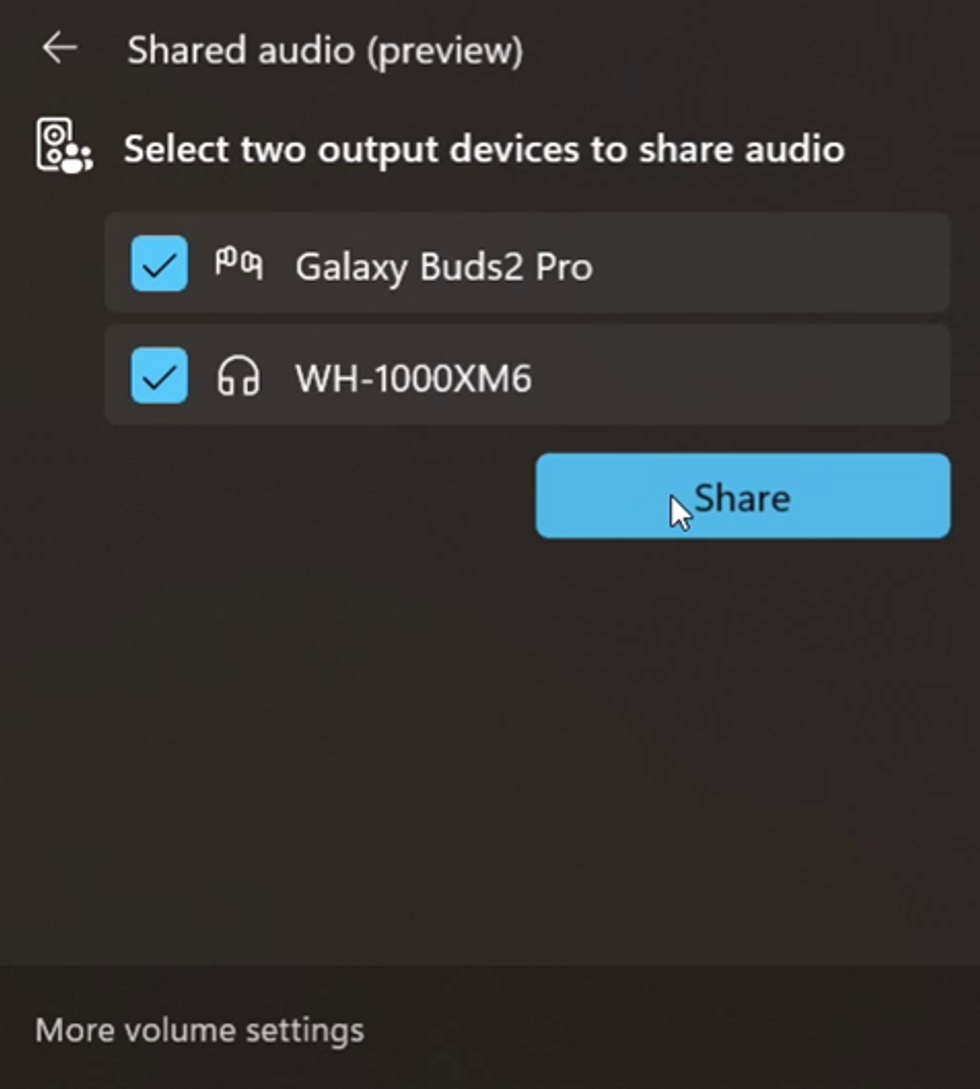 Shared audio display page