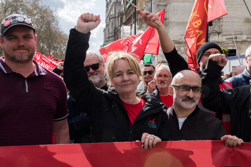 Sharon Graham at bin strike