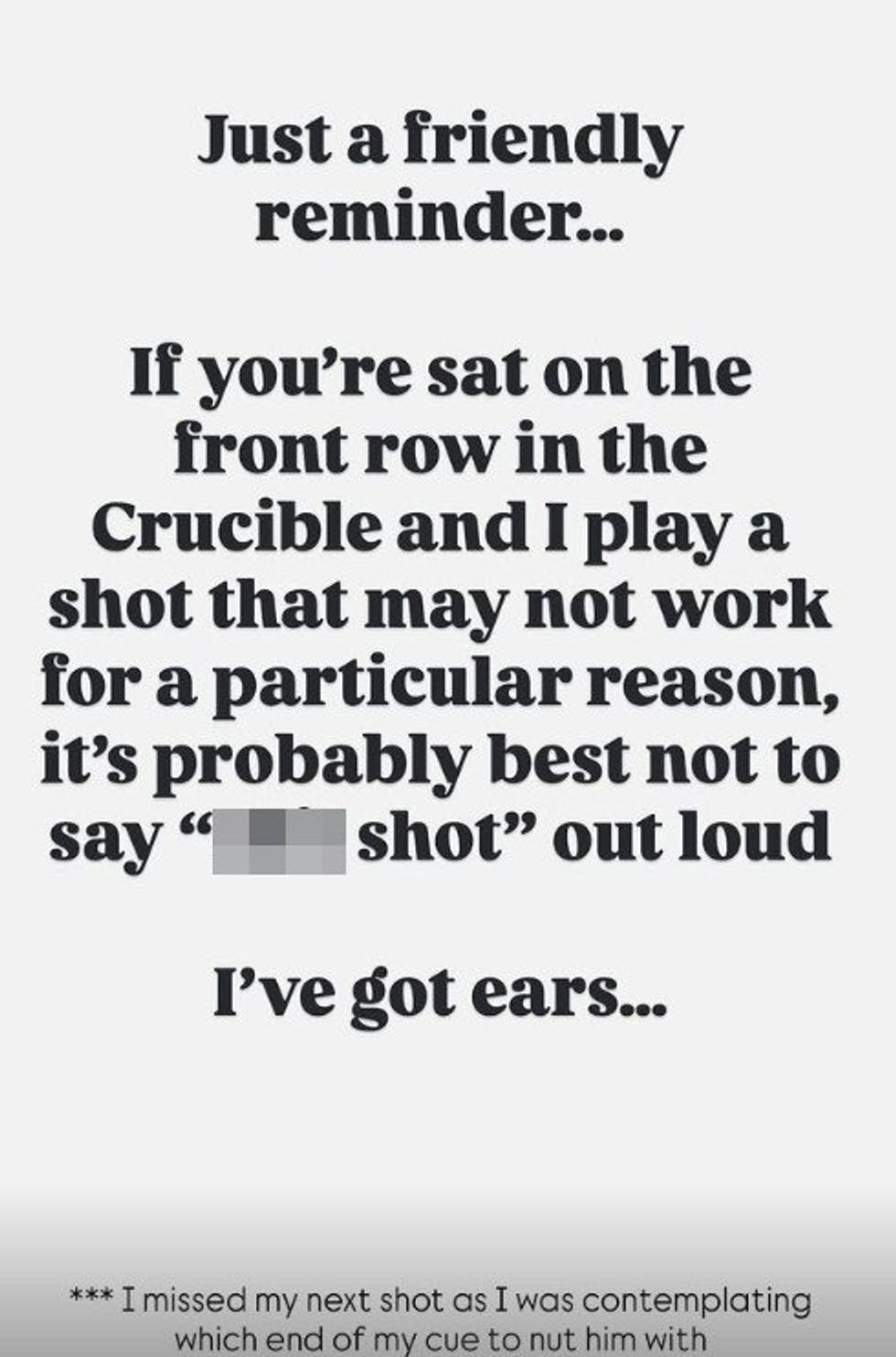 Shaun Murphy made his feelings clear with a stern statement on social media