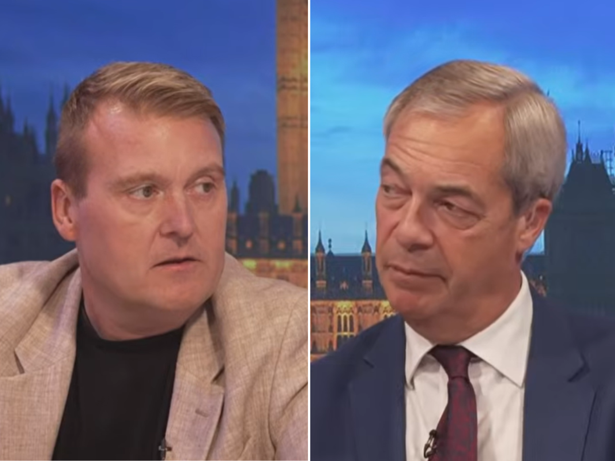 Shaun Remmer speaking to Nigel Farage on Farage
