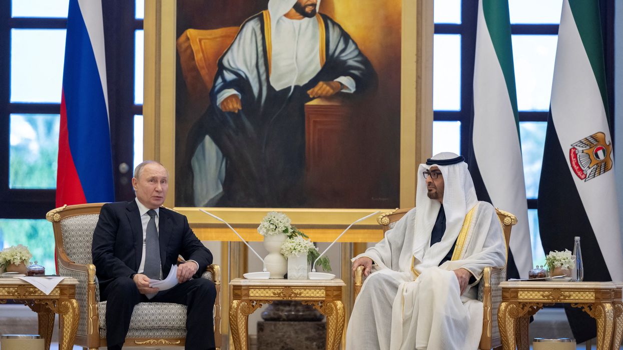Sheikh Mohamed bin Zayed Al Nahyan, President of the United Arab Emirates, meets with Vladimir Putin