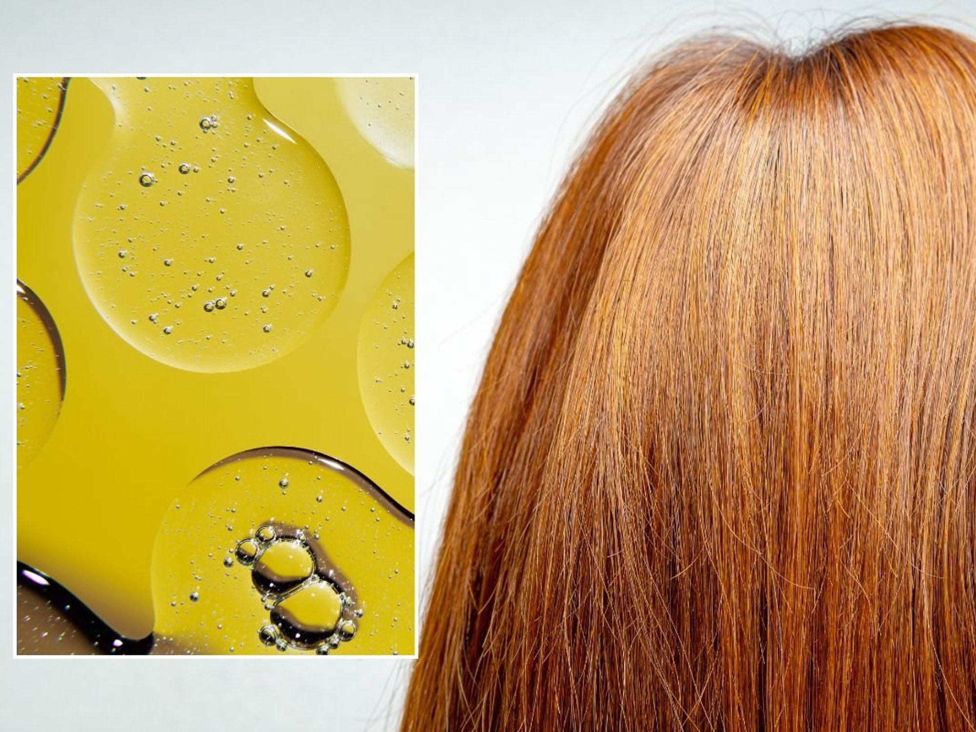 shiny hair and serum close up