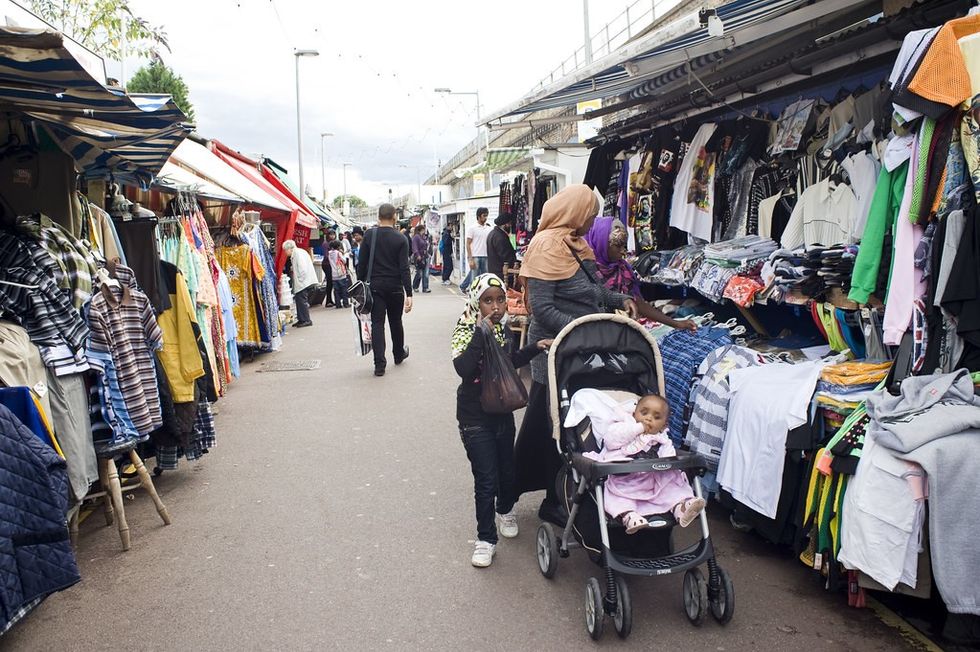 Shoppers at Shepherd's Bush Market