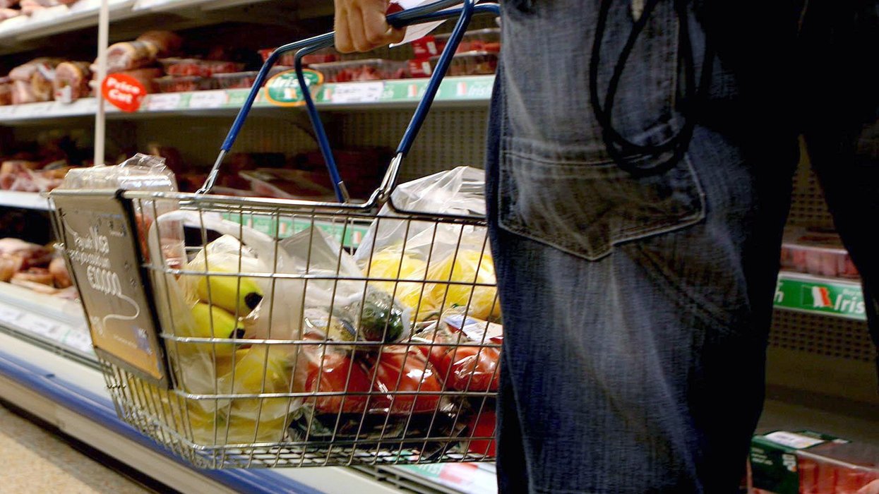 Shopping basket in supermarket