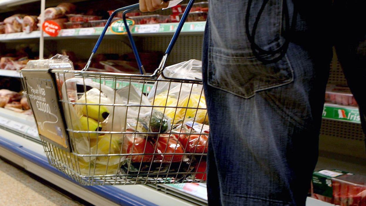 Shopping basket in supermarket