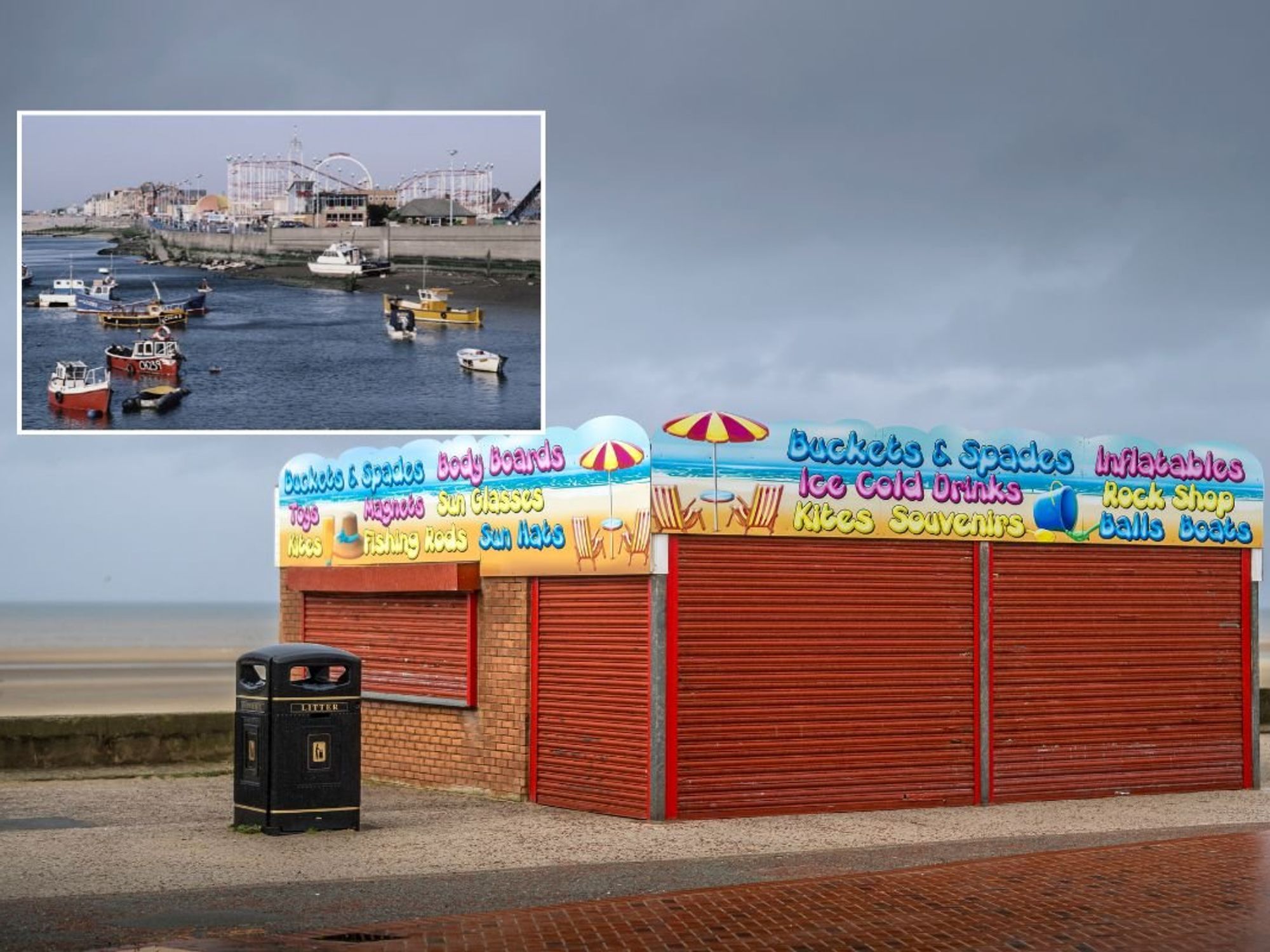 Shuttered shop on Rhyl beachfront / Rhyl in its heyday
