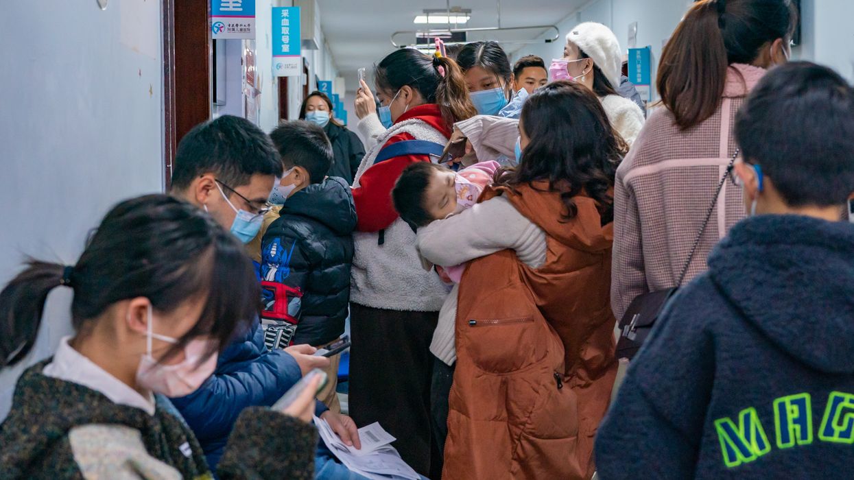 Sick children waiting in a hospital