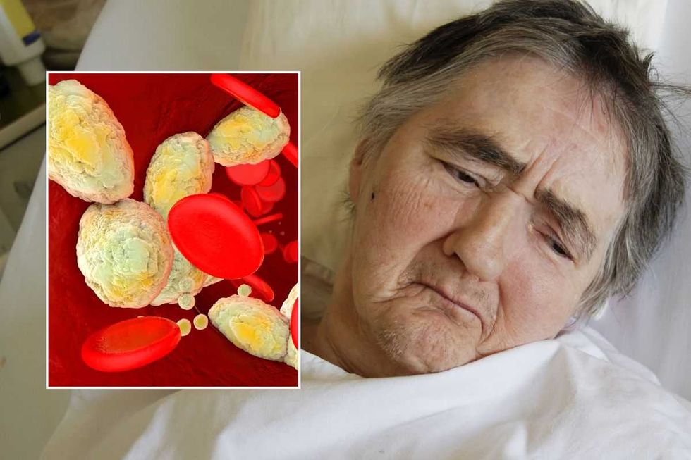 Sick man in bed