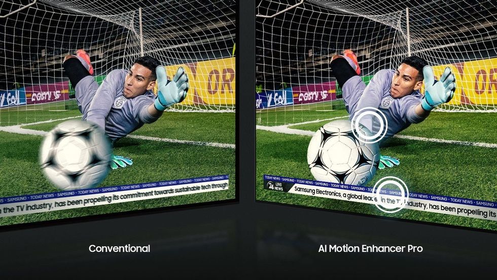 side by side comparison of samsung smart tvs using ai to improve picture quality