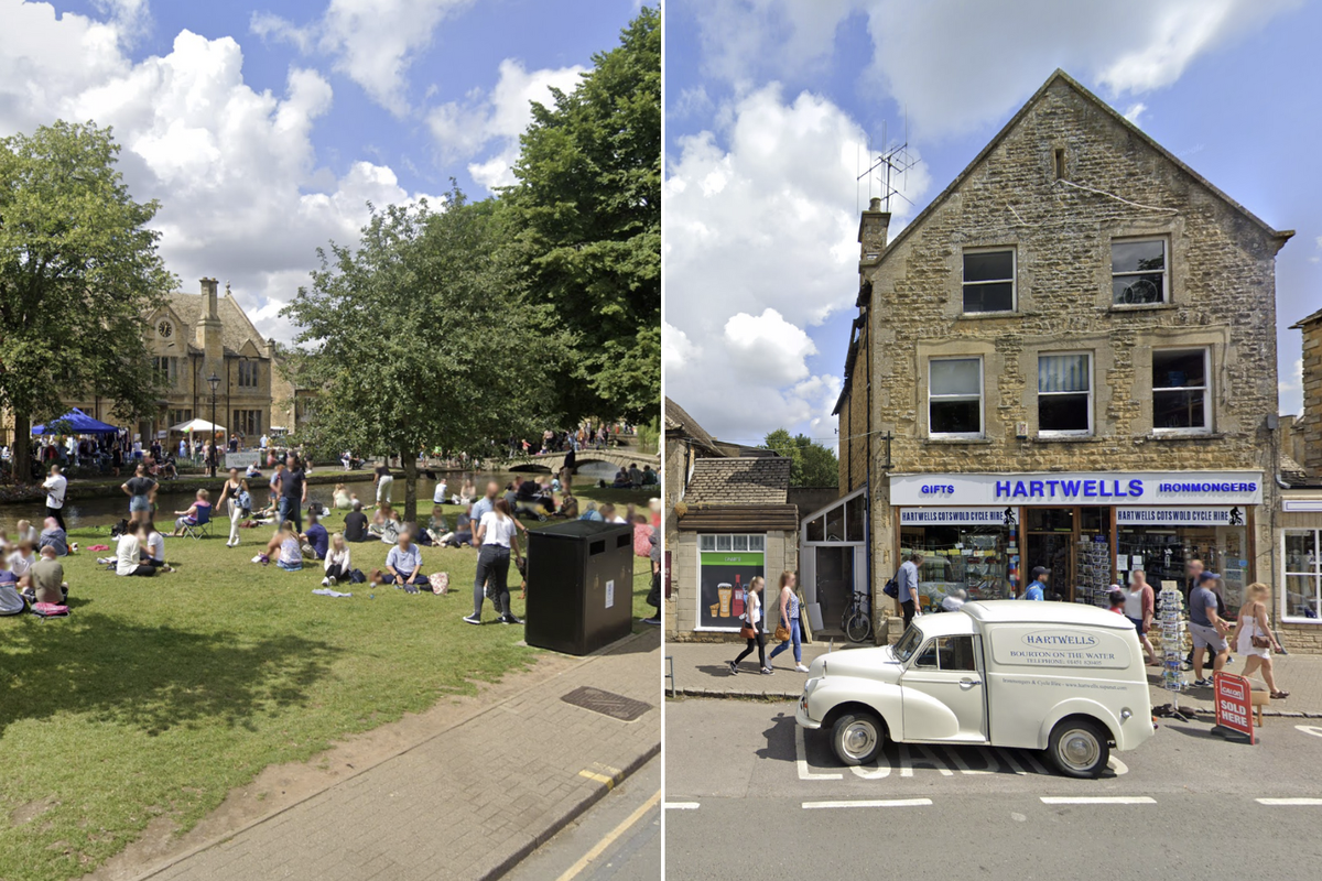 Side-by-side Google Street View images of Bourton from summer 2021