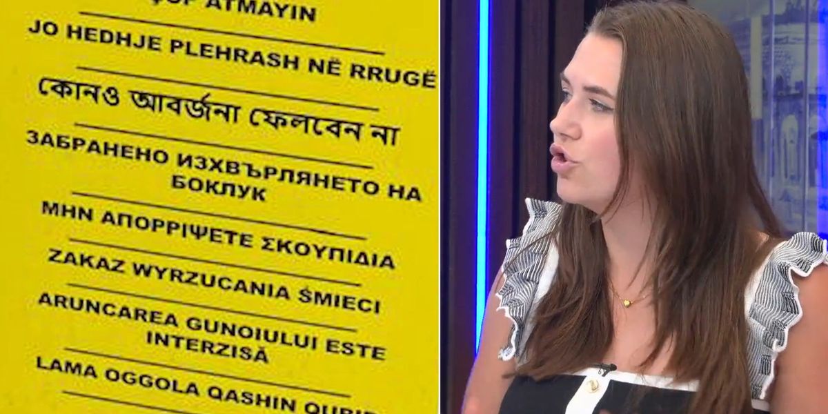 Multicultural signs spark FURIOUS debate as GB News guest demands 'just speak in English!'