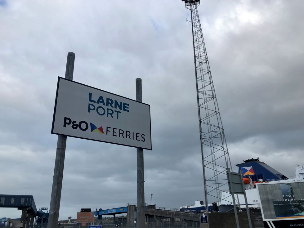 Signage for Larne Port.