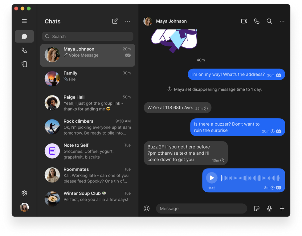 signal desktop pc chat window