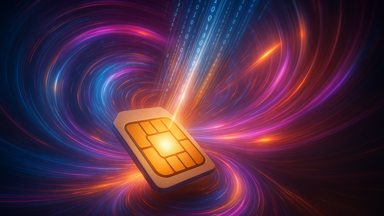 SIM card downloading data at 5G speeds