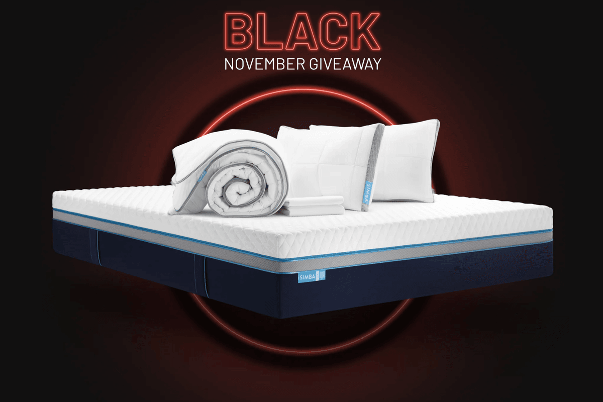 Simba Sleep mattress on red background