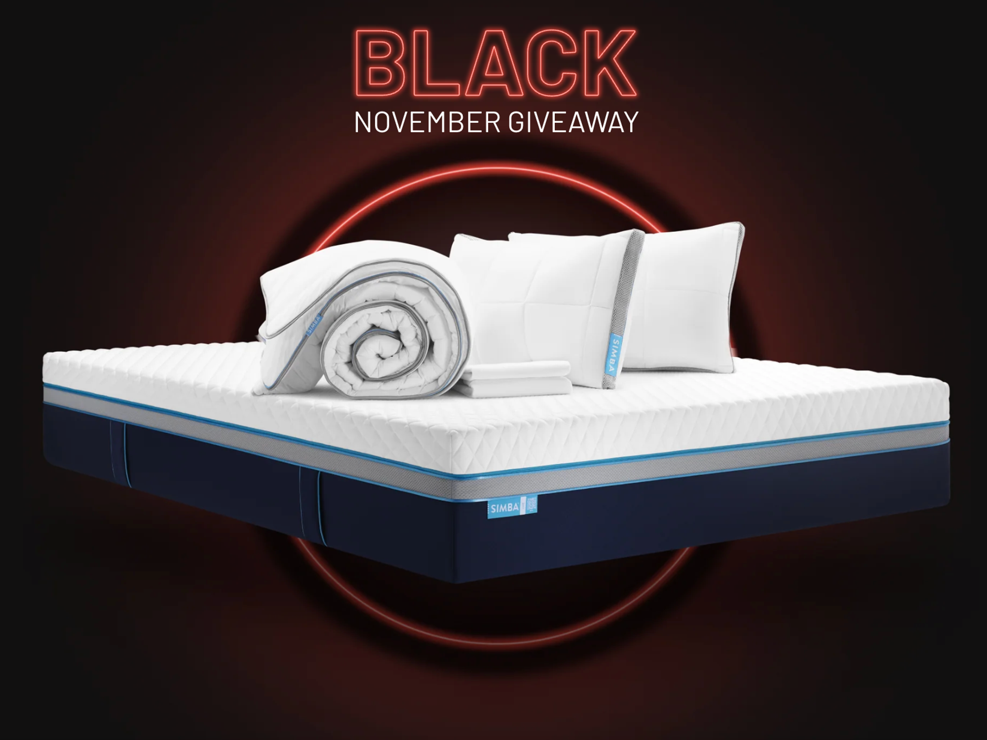 Simba Sleep mattress on red background