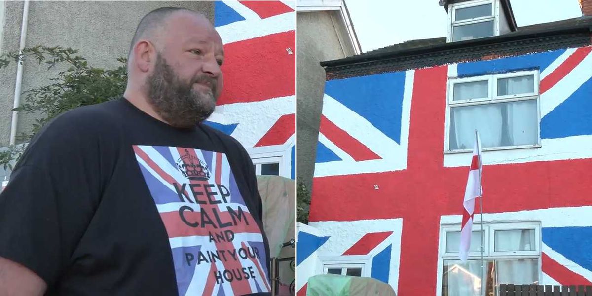 NextImg:Patriotic Briton vows to keep display 'as long as possible' after painting his HOUSE as Union flag: 'I'll drag my feet!'