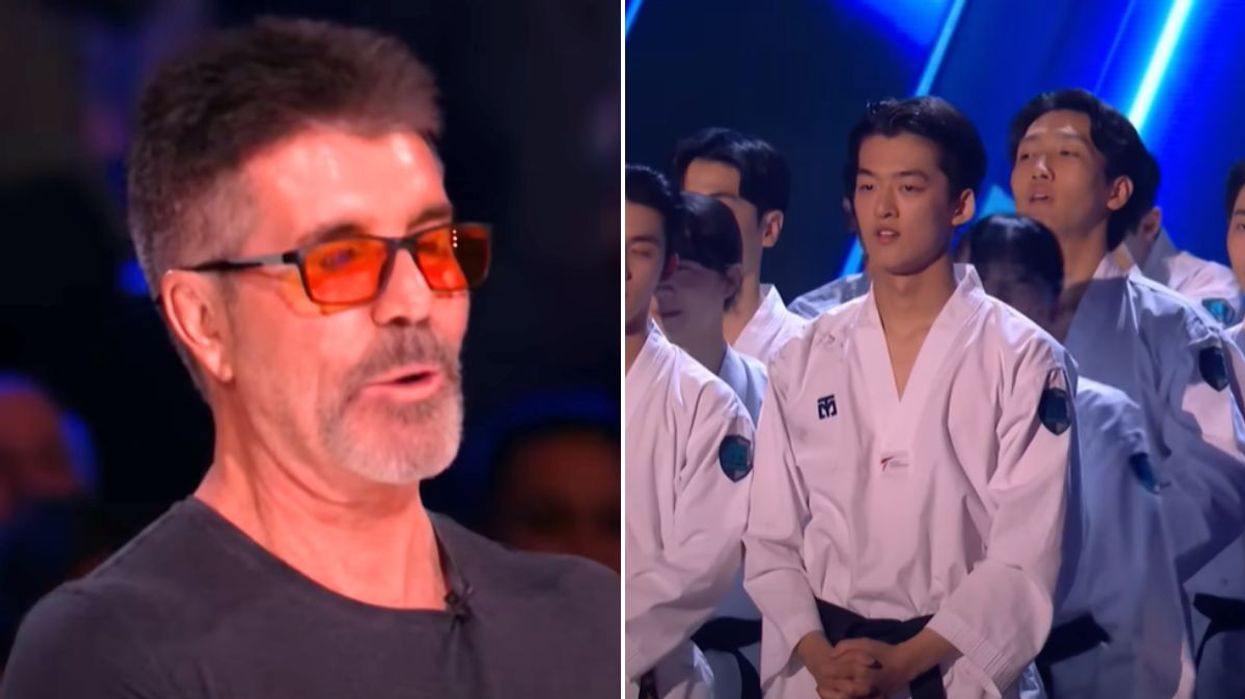 Simon Cowell and Ssaulabi Performance Troupe