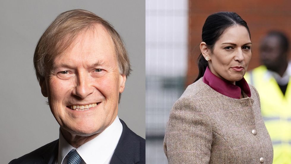 Sir David Amess and Home Secretary Priti Patel