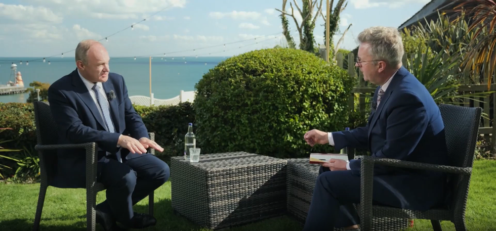 Sir Ed Davey and Christopher Hope in Bournemouth