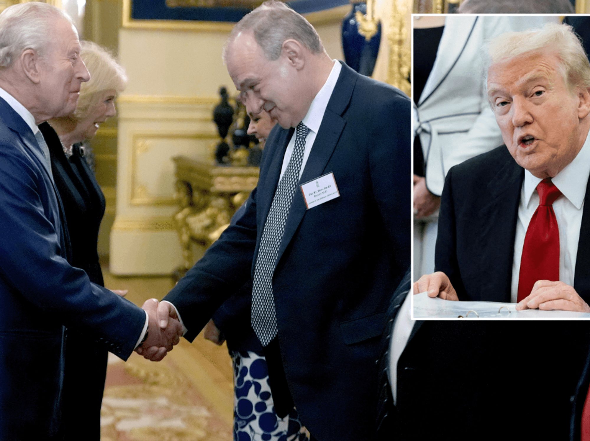 Sir Ed Davey, King Charles and Donald Trump