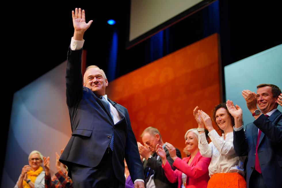 Sir Ed Davey making his closing speech at the party conference