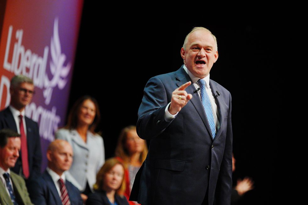 Sir Ed Davey making his keynote speech