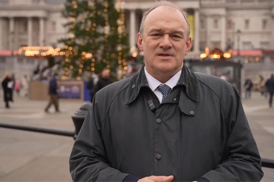 Sir Ed Davey recorded his Christmas message in Trafalgar Square