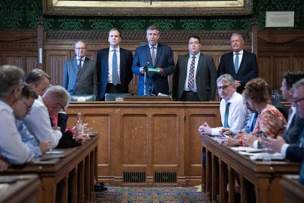 Sir Graham Brady, chairman of the 1922 Committee, announces the results of the third ballot round in the Conservative Party leadership contest, in the Houses of Parliament, London. Picture date: Monday July 18, 2022.