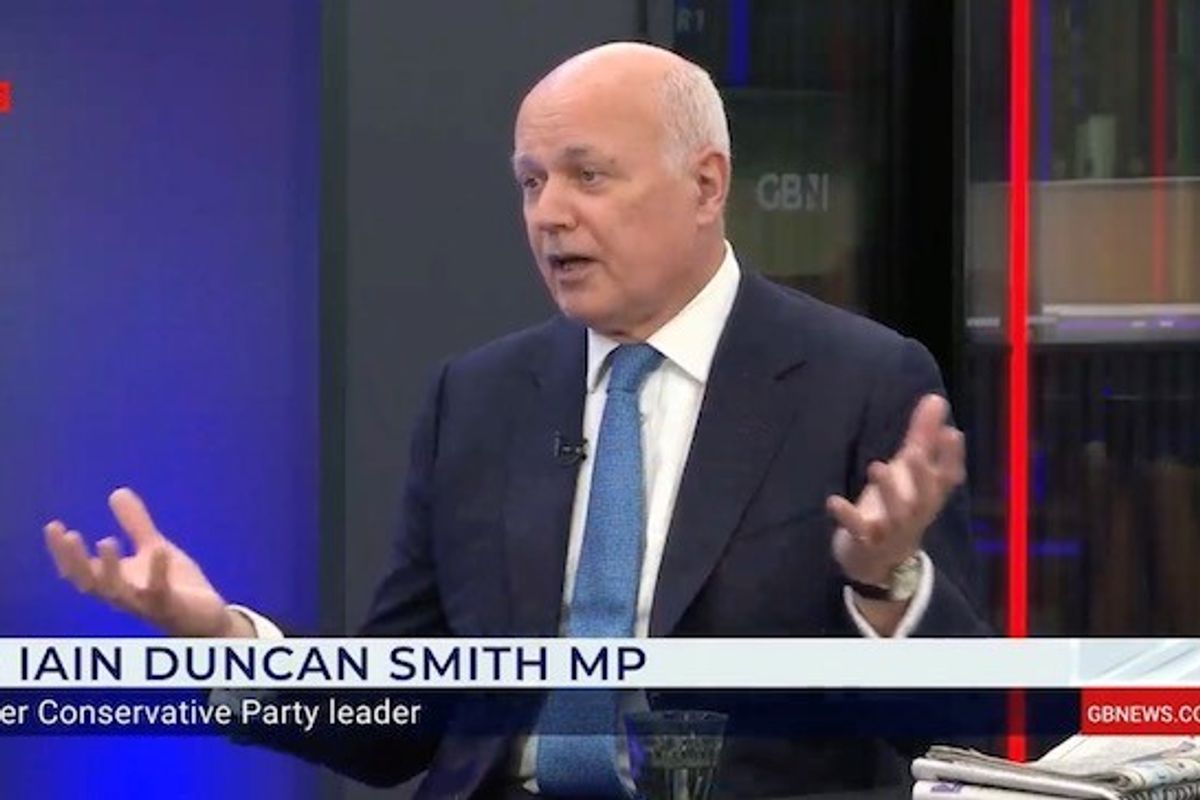 Sir Iain Duncan Smith appearing on GB News