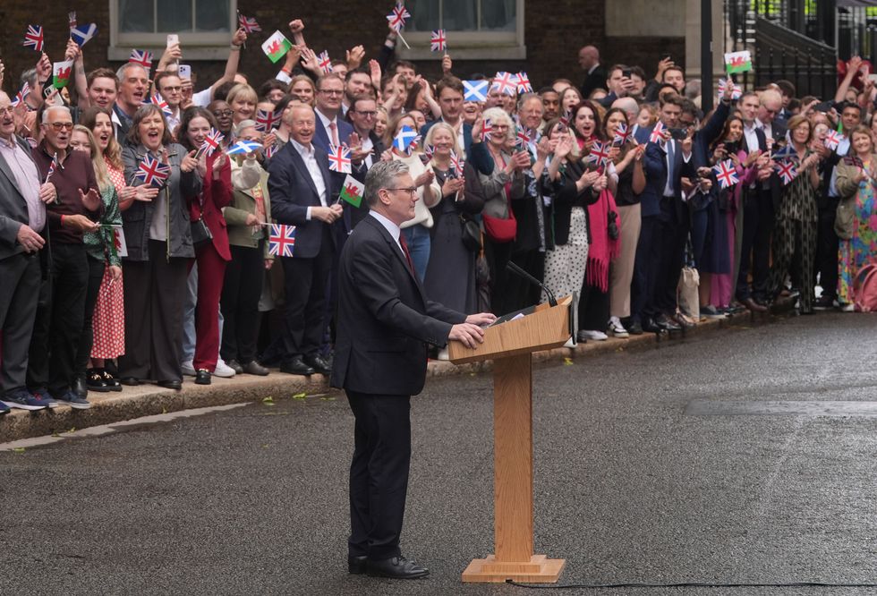 Sir Keir giving his first speech as Prime Minister