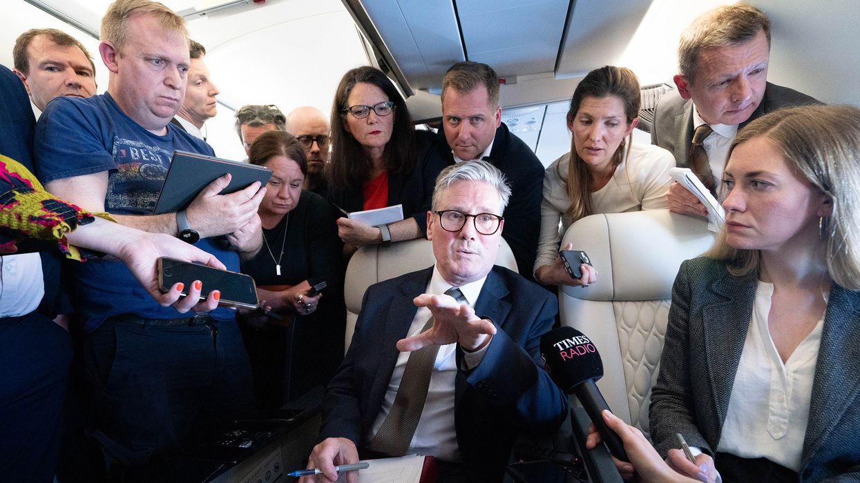 Sir Keir Starmer addresses journalists en route to the US