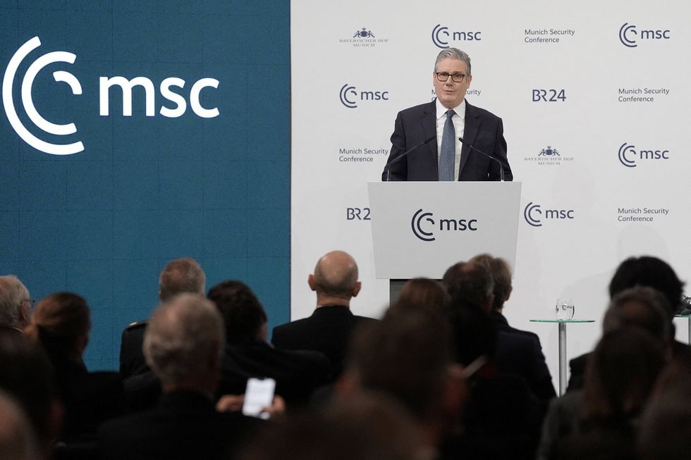Sir Keir Starmer addressing world leaders at the Munich Security Conference on February 14 2026