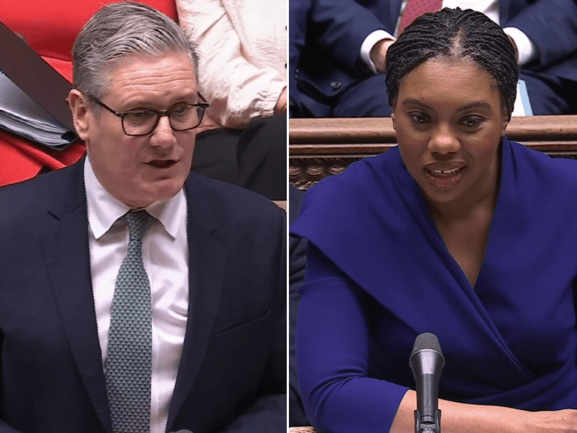 Sir Keir Starmer and Kemi Badenoch during PMQs
