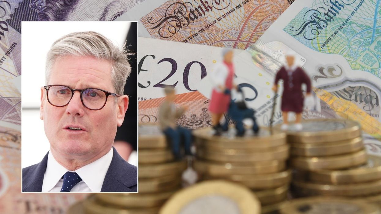 Sir Keir Starmer and pile of pounds