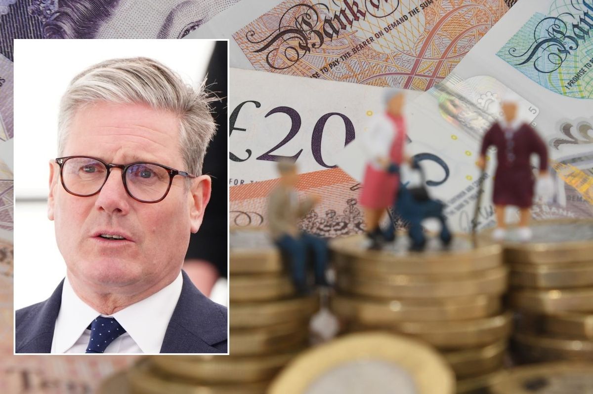 Sir Keir Starmer and pile of pounds