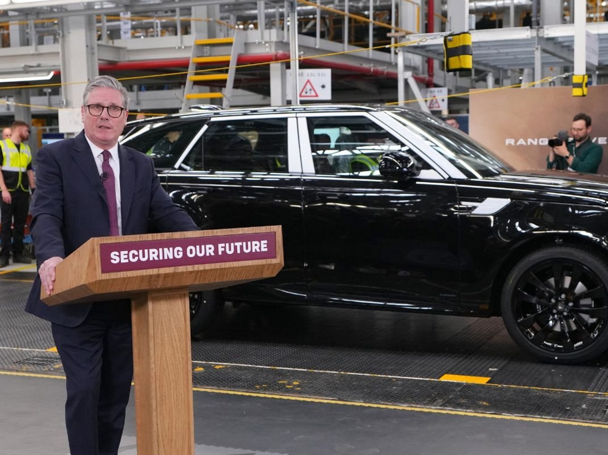 Sir Keir Starmer at a Jaguar Land Rover facility in the West Midlands