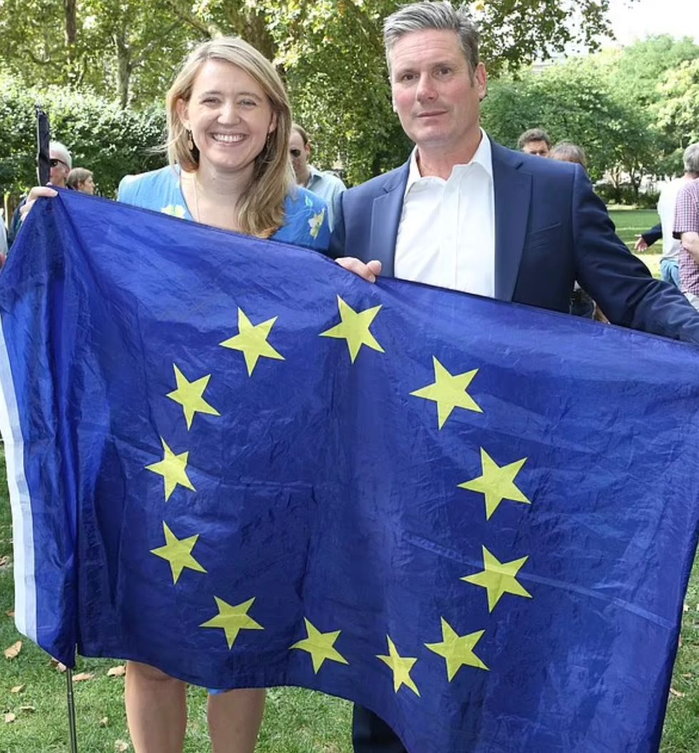 Sir Keir Starmer at an anti-Brexit rally with Georgia Gould, Labour Leader of Camden Council