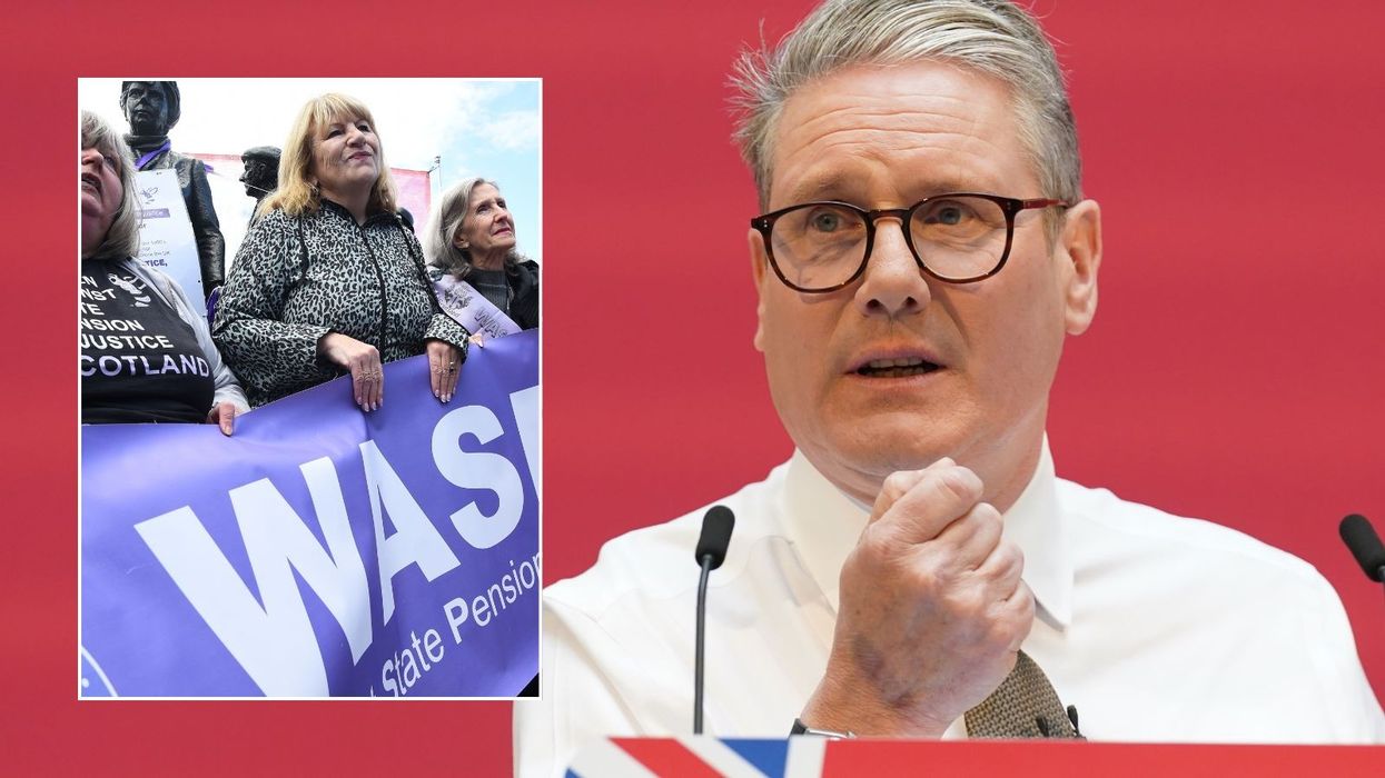 Sir Keir Starmer at manifesto launch and Waspi campaigners